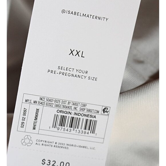 New w/Tags - Isabel Maternity White Satin Shirt, XXL - Picture 7 of 10